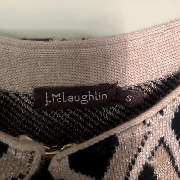 J McLaughlin Small Cotton Blend Black Gold Diamond Cardigan - Picture 3 of 5